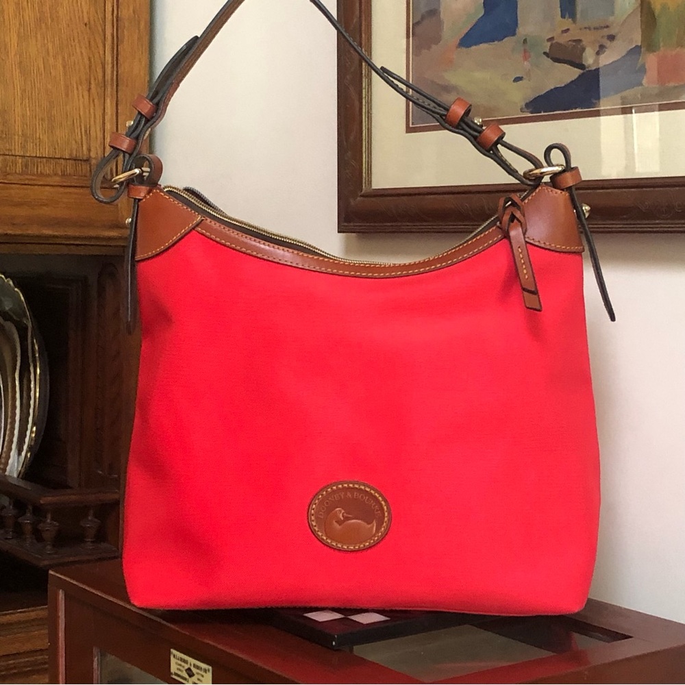 Dooney & Bourke Red Canvas Hobo Shoulder Bag